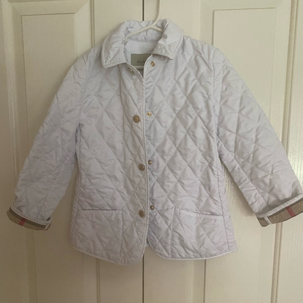 Authentic Burberry girls white quilted coat